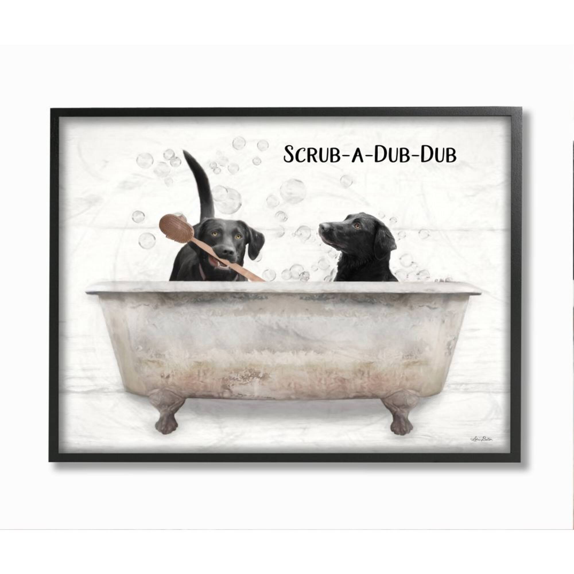 Stupell Industries Scrub a Dub Dub Quote Family Pet Dog Bath in Frame Wall Art